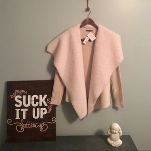 NWT faux fur Cardigan Sweater